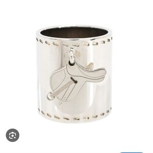 HERMES | Tête de Cheval Scarf Ring Palladium Plated